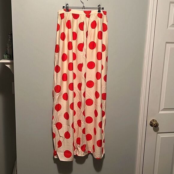Compañia Fantastica Women's Cream Red Polka Dot Allover Print Maxi Skirt - Picture 5 of 8